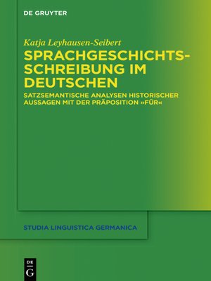 cover image of Sprachgeschichtsschreibung im Deutschen